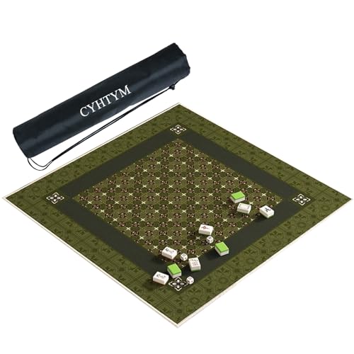 CYHTYM Grüne, geräuschreduzierende, rutschfeste Mahjong-Matte aus Gummi mit Aufbewahrungstasche(60CM/23.6") von CYHTYM