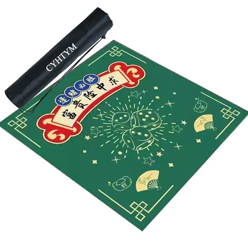 CYHTYM Grüne Mahjong-Matte mit Aufbewahrungstasche, große rutschfeste, geräuschreduzierende Tischmatte für den Hausgebrauch(60CM/23.6") von CYHTYM