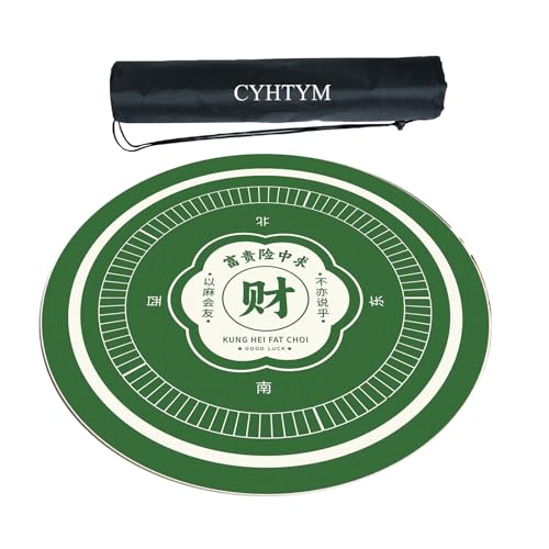 CYHTYM Grüne Mahjong-Tischmatte mit Aufbewahrungstasche, rutschfest, geräuschreduzierend, weich(Green1,95cm/37.4") von CYHTYM