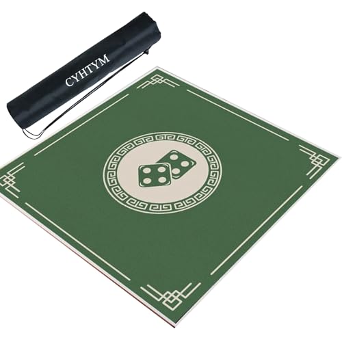 CYHTYM Grüne quadratische Mahjong-Matte, Exquisite Tischmatte mit Rand(60CM/23.6") von CYHTYM