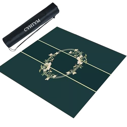 CYHTYM Grüne quadratische Mahjong-Matte, rutschfest und geräuschreduzierend, waschbar, mit Aufbewahrungstasche(60CM/23.6") von CYHTYM