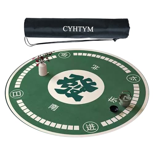 CYHTYM Grüne runde Mahjong-Matte, rutschfeste, geräuschreduzierende und wärmeisolierende Tischmatte(140cm/55.1") von CYHTYM