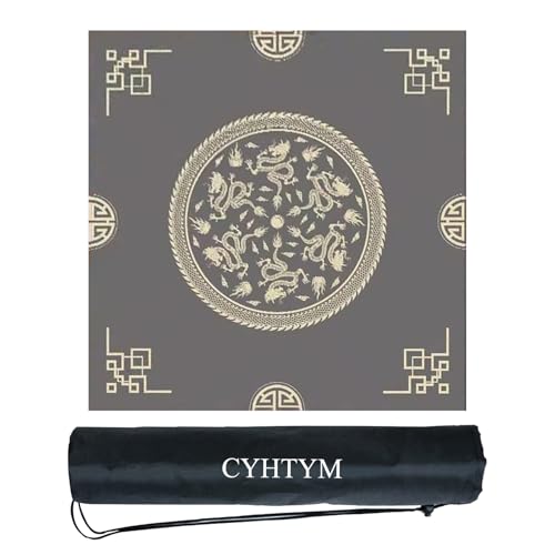 CYHTYM Grünes Mahjong-Pad mit chinesischem Loong-Muster, großes tragbares Tischset für den Innenbereich, geeignet für Poker und Brettspiele(Gray,100CM/39.3") von CYHTYM
