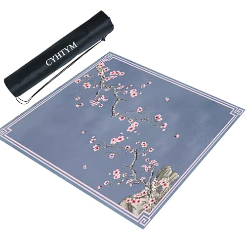CYHTYM Mahjong-Matte im chinesischen Stil, quadratische Tischmatte, rutschfest und geräuschreduzierend(Blue,140cm/55.1") von CYHTYM