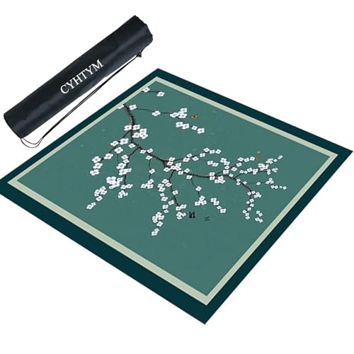 CYHTYM Mahjong-Matte im chinesischen Stil, quadratische Tischmatte, rutschfest und geräuschreduzierend(Green,60CM/23.6") von CYHTYM