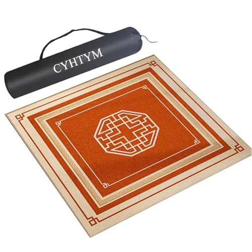 CYHTYM Mahjong-Matte im chinesischen Stil mit Handtasche, rutschfeste, geräuscharme Tischmatte(Orange,60CM/23.6") von CYHTYM
