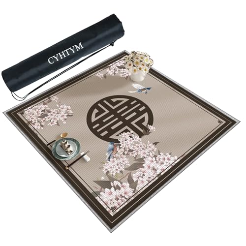 CYHTYM Mahjong-Matte im chinesischen Stil mit schwarzer Tragetasche, Dicke, stumme Mahjong-Tischmatte(Brown1,140cm/55.1") von CYHTYM