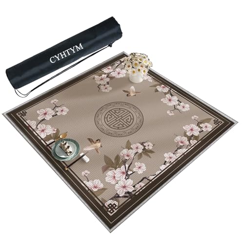 CYHTYM Mahjong-Matte im chinesischen Stil mit schwarzer Tragetasche, Dicke, stumme Mahjong-Tischmatte(Brown2,110cm/39.3") von CYHTYM