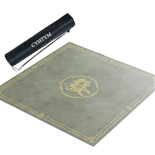 CYHTYM Mahjong-Matte mit Aufbewahrungstasche, wärmeisolierende und geräuschreduzierende Tischmatte aus Leder(Gray2,70CM/27.5") von CYHTYM