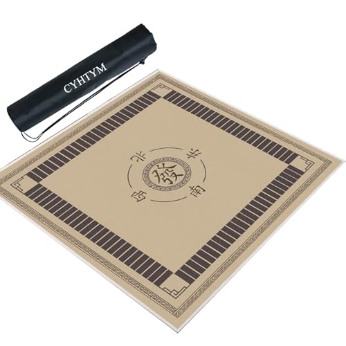 CYHTYM Mahjong-Matte mit Orientierungs- und Aufbewahrungstasche, rutschfest und geräuschreduzierend(Brown,60CM/23.6") von CYHTYM