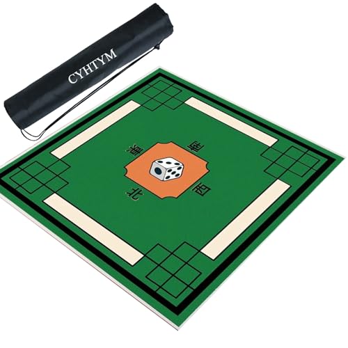 CYHTYM Mahjong-Matte mit Orientierungs- und Aufbewahrungstasche, rutschfest und geräuschreduzierend(Green,60CM/23.6") von CYHTYM