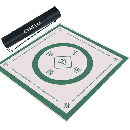 CYHTYM Mahjong-Matte mit Orientierungs- und Aufbewahrungstasche, rutschfest und geräuschreduzierend(Green2,90CM/35.4") von CYHTYM