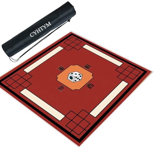 CYHTYM Mahjong-Matte mit Orientierungs- und Aufbewahrungstasche, rutschfest und geräuschreduzierend(Red,140cm/55.1") von CYHTYM
