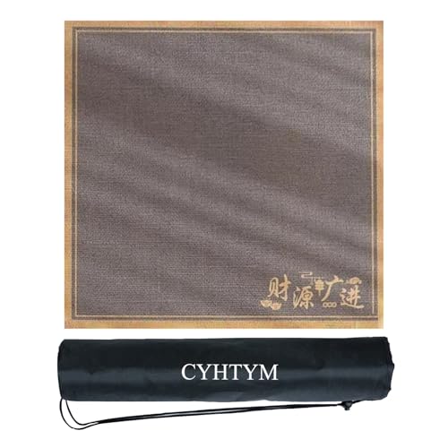 CYHTYM Mahjong-Matte mit schwarzer Aufbewahrungstasche, große rutschfeste, geräuschreduzierende Tischmatte im chinesischen Stil, Schreibtisch-Abdeckmatte(Gray2,60CM/23.6") von CYHTYM