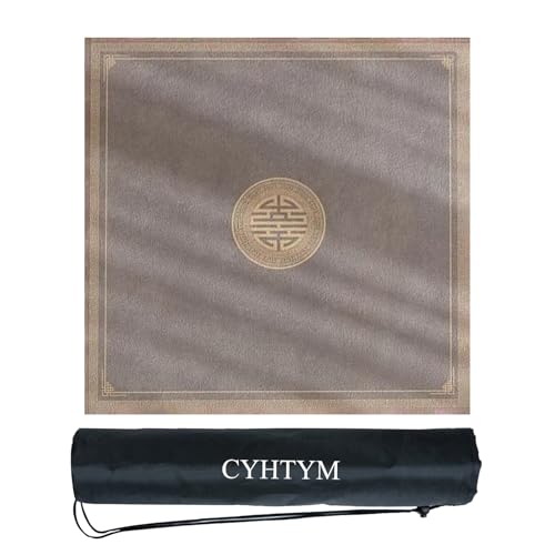 CYHTYM Mahjong-Matte mit schwarzer Aufbewahrungstasche, große rutschfeste, geräuschreduzierende Tischmatte im chinesischen Stil, Schreibtisch-Abdeckmatte(Gray3,60CM/23.6") von CYHTYM