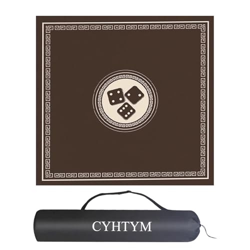 CYHTYM Mahjong-Matte mit schwarzer Tragetasche, rutschfest und geräuschreduzierend, für Poker, Karten, Brettspiele(Dark Brown,60CM/23.6") von CYHTYM