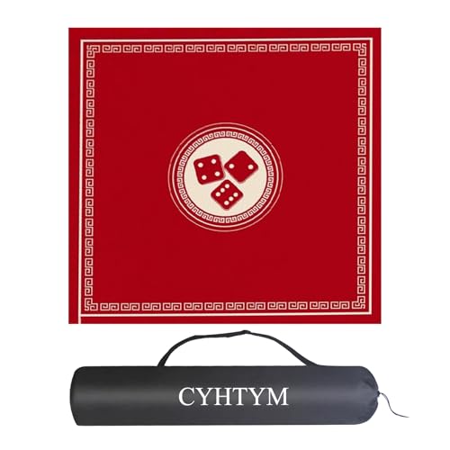 CYHTYM Mahjong-Matte mit schwarzer Tragetasche, rutschfest und geräuschreduzierend, für Poker, Karten, Brettspiele(Red,95cm/37.4") von CYHTYM