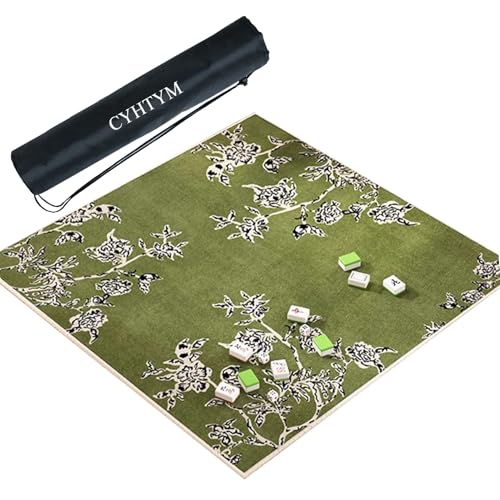 CYHTYM Mahjong-Matte mit verdicktem Rand und Aufbewahrungstasche, rutschfeste, geräuscharme Tischmatte(Green,80CM/31.5") von CYHTYM