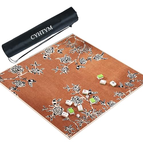 CYHTYM Mahjong-Matte mit verdicktem Rand und Aufbewahrungstasche, rutschfeste, geräuscharme Tischmatte(Orange,140cm/55.1") von CYHTYM