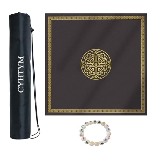 CYHTYM Mahjong-Spielmatte mit Aufbewahrungstasche, quadratische, Faltbare Tischmatte, rutschfest, geräuscharm und geräuschreduzierend(Grey-1,60CM/23.6") von CYHTYM