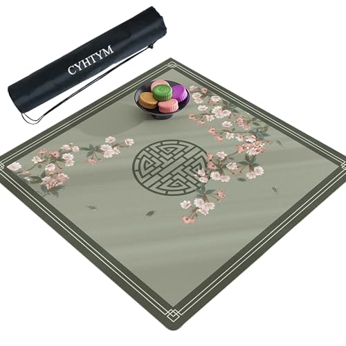 CYHTYM Neue Mahjong-Matte aus Leder im chinesischen Stil mit schwarzer Aufbewahrungstasche, geeignet für Poker, Schachbrett, Spielkarten(Green,100CM/39.3") von CYHTYM