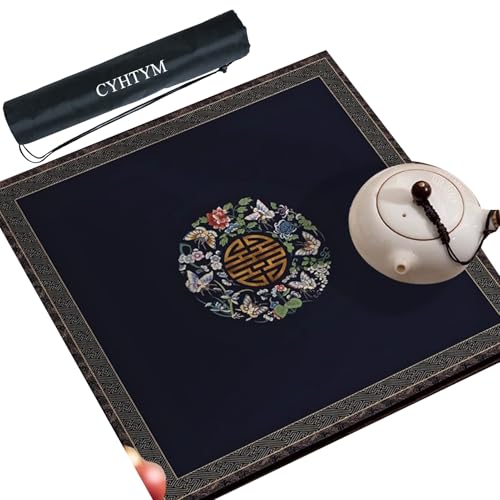 CYHTYM Neue chinesische quadratische geräuschreduzierende und rutschfeste Mahjong-Matte mit Aufbewahrungstasche mit Kordelzug(100CM/39.3") von CYHTYM