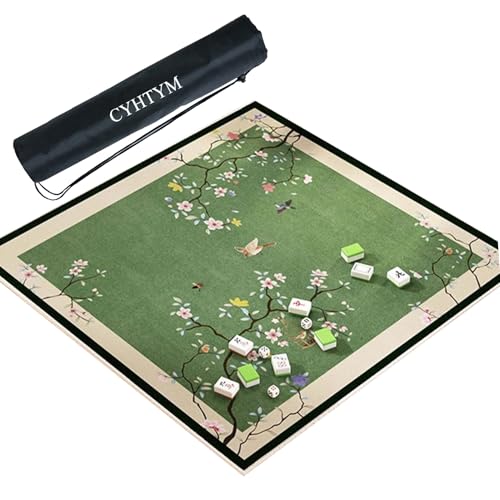 CYHTYM Neue große Mahjong-Matte im chinesischen Stil, rutschfeste Gummiunterlage und Geräuschreduzierung(Green,90CM/35.4") von CYHTYM