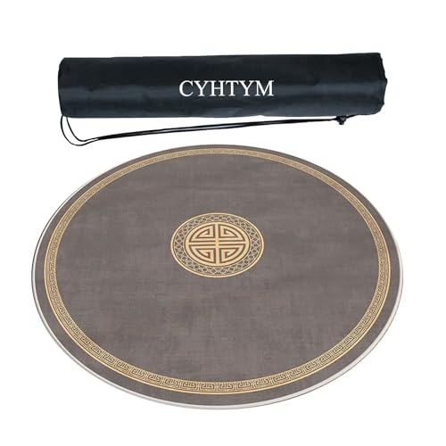 CYHTYM Neue runde Mahjong-Matte im chinesischen Stil, große, Dicke Tischmatte, rutschfest und geräuschreduzierend(Gray2,70CM/27.5") von CYHTYM