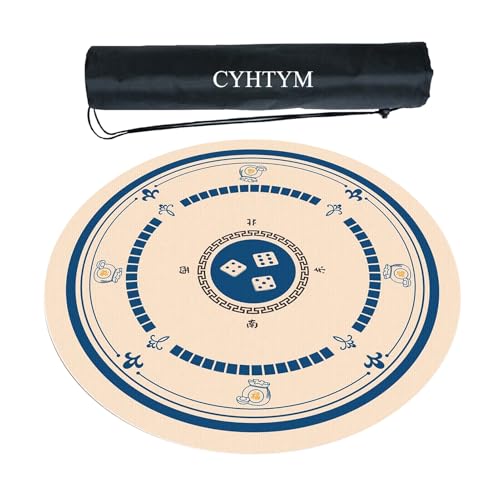 CYHTYM Neue runde Mahjong-Matte im chinesischen Stil, rutschfeste, geräuschreduzierende Tischmatte aus Gummi(Beige,60CM/23.6") von CYHTYM