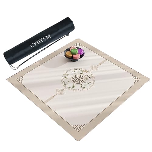 CYHTYM Neue weiche Mahjong-Matte aus PU im chinesischen Stil, Wird mit Einer schwarzen Aufbewahrungstasche für einfachen Transport geliefert(Beige,110cm/39.3") von CYHTYM