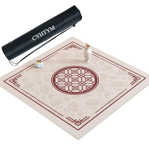 CYHTYM Neues rotes Mahjong-Tischset im chinesischen Stil, rutschfest und geräuschreduzierend(70CM/27.5") von CYHTYM