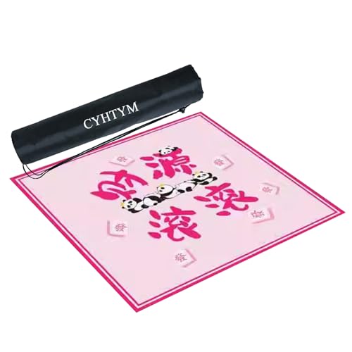 CYHTYM Niedliche Mahjong-Tischmatte in Pink mit Geräuschunterdrückung, Wird mit Einer schwarzen Aufbewahrungstasche für einfachen Transport geliefert(60CM/23.6") von CYHTYM