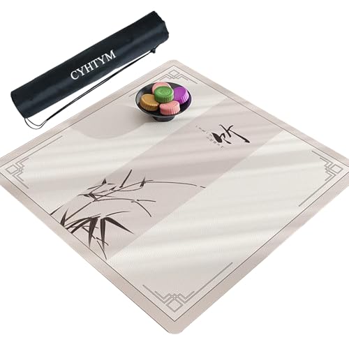 CYHTYM PU Chinesische quadratische Mahjong-Matte, rutschfeste und geräuschreduzierende große Tischmatte(90CM/35.4") von CYHTYM