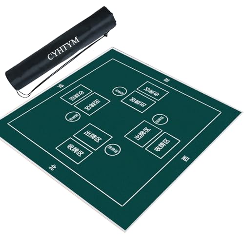 CYHTYM Quadratische, leise und rutschfeste Mahjong-Matte mit Aufbewahrungstasche(Green2,60CM/23.6") von CYHTYM