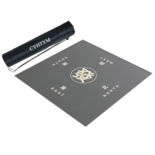 CYHTYM Quadratische, verdickte, geräuschlose Mahjong-Matte, geeignet für Mahjong-Tischmatten, Aufbewahrungstasche mitbringen(Gray,95cm/37.4") von CYHTYM