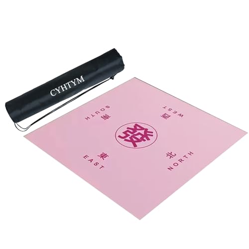 CYHTYM Quadratische, verdickte, geräuschlose Mahjong-Matte, geeignet für Mahjong-Tischmatten, Aufbewahrungstasche mitbringen(Pink,60CM/23.6") von CYHTYM