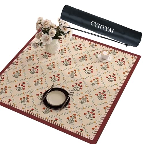 CYHTYM Quadratische Mahjong-Matte, Geräuschreduzierende und rutschfeste Tischmatte aus Leder, kann beliebig zugeschnitten Werden(Red2,60CM/23.6") von CYHTYM