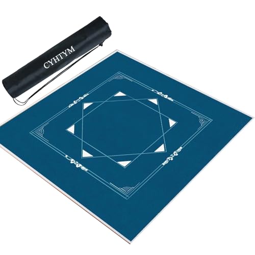 CYHTYM Quadratische Mahjong-Matte, leise, rutschfeste Tischmatte(Blue,90CM/35.4") von CYHTYM