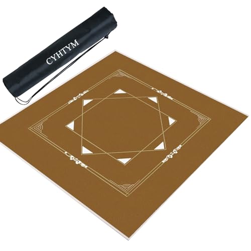 CYHTYM Quadratische Mahjong-Matte, leise, rutschfeste Tischmatte(Brown,60CM/23.6") von CYHTYM