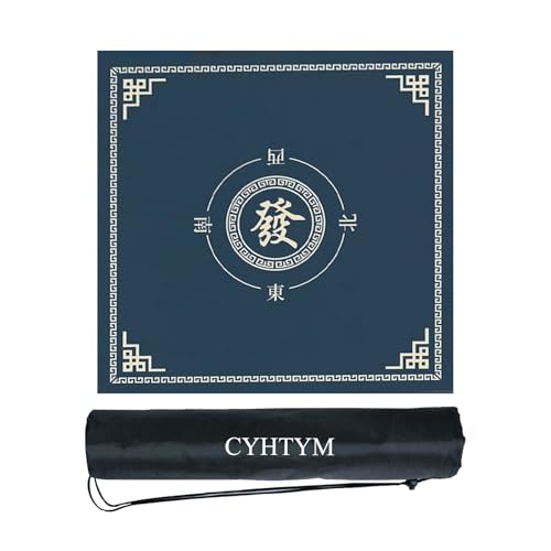 CYHTYM Quadratische Mahjong-Matte, leise und geräuschreduzierend, Mahjong-Tischdecke mit Gummirückseite(Blue,80CM/31.5") von CYHTYM
