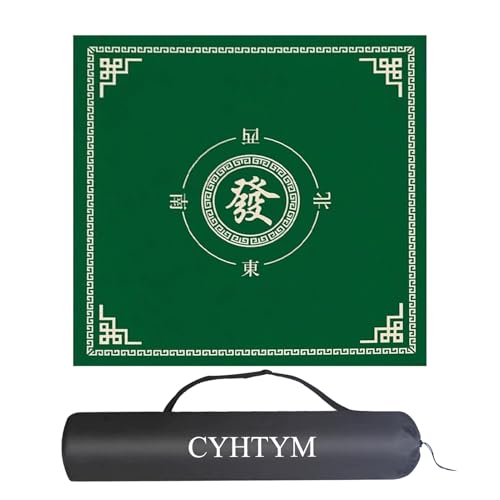 CYHTYM Quadratische Mahjong-Matte, leise und geräuschreduzierend, Mahjong-Tischdecke mit Gummirückseite(Green,60CM/23.6") von CYHTYM