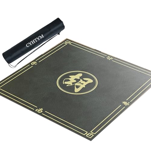 CYHTYM Quadratische Mahjong-Matte aus Leder, geräuschreduzierende Tischmatte mit Aufbewahrungstasche(Gray3,140cm/55.1") von CYHTYM