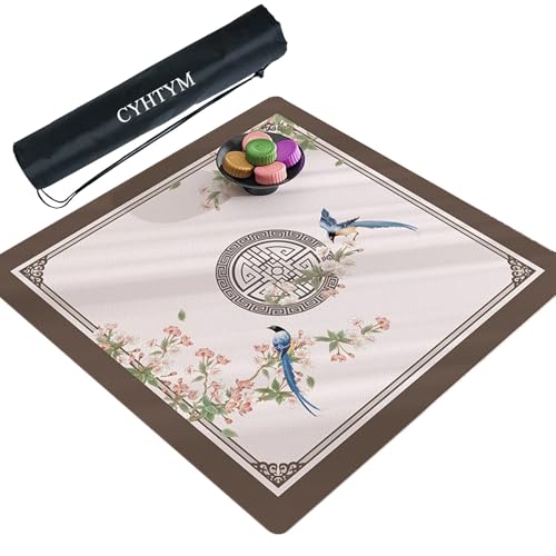 CYHTYM Quadratische Mahjong-Matte aus Leder im chinesischen Stil, rutschfeste und geräuschreduzierende große Tischmatte für den Haushalt(120cm/47.2") von CYHTYM