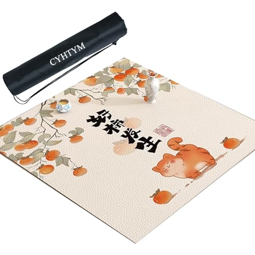 CYHTYM Quadratische Mahjong-Matte mit Aufbewahrungstasche, geeignet für Poker, Schachbrett(Beige2,140cm/55.1") von CYHTYM