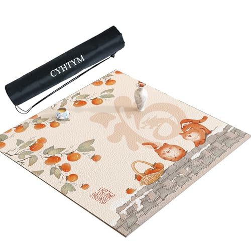 CYHTYM Quadratische Mahjong-Matte mit Aufbewahrungstasche, geeignet für Poker, Schachbrett(Beige4,140cm/55.1") von CYHTYM