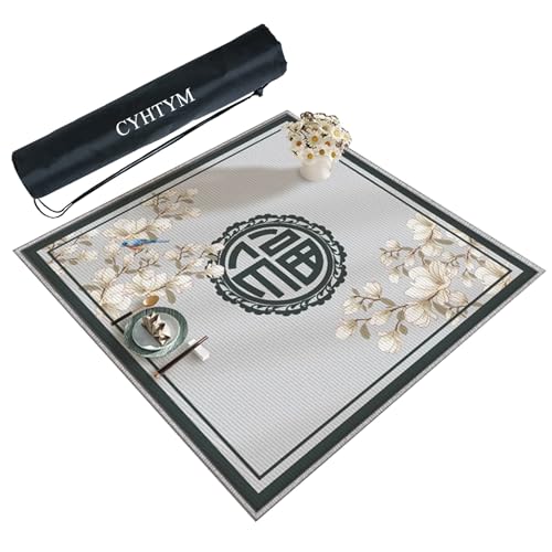CYHTYM Quadratische Mahjong-Matte mit Gummirücken, Rutschfester und verschleißfester Tischdecke(Green,110cm/39.3") von CYHTYM