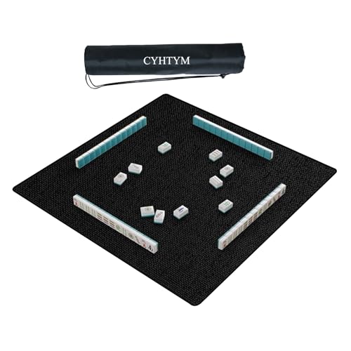 CYHTYM Quadratische Mahjong-Matte mit Tragetasche, Geräuschreduzierung, rutschfeste Vibration, Neopren-Spieltischmatte(Black,100X100CM/39.3X39.3) von CYHTYM