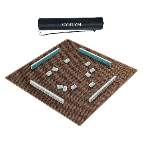 CYHTYM Quadratische Mahjong-Matte mit Tragetasche, Geräuschreduzierung, rutschfeste Vibration, Neopren-Spieltischmatte(Coffee,100X100CM/39.3X39.3) von CYHTYM