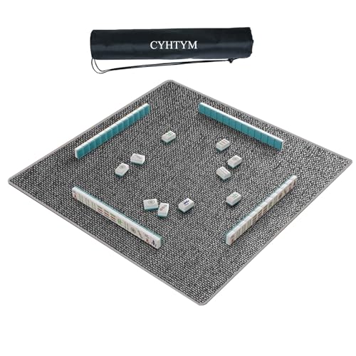 CYHTYM Quadratische Mahjong-Matte mit Tragetasche, Geräuschreduzierung, rutschfeste Vibration, Neopren-Spieltischmatte(Dark Grey,60X60CM/23.6x23.6) von CYHTYM
