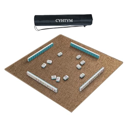 CYHTYM Quadratische Mahjong-Matte mit Tragetasche, Geräuschreduzierung, rutschfeste Vibration, Neopren-Spieltischmatte(Deep Khaki,90X90CM/35.4x35.4) von CYHTYM